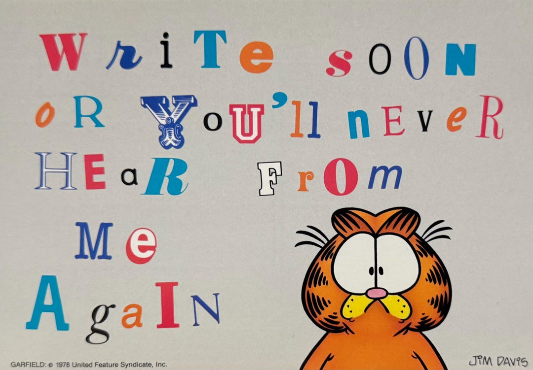 ガーフィールド、猫、すぐに書きます、1989年のヴィンテージポスト