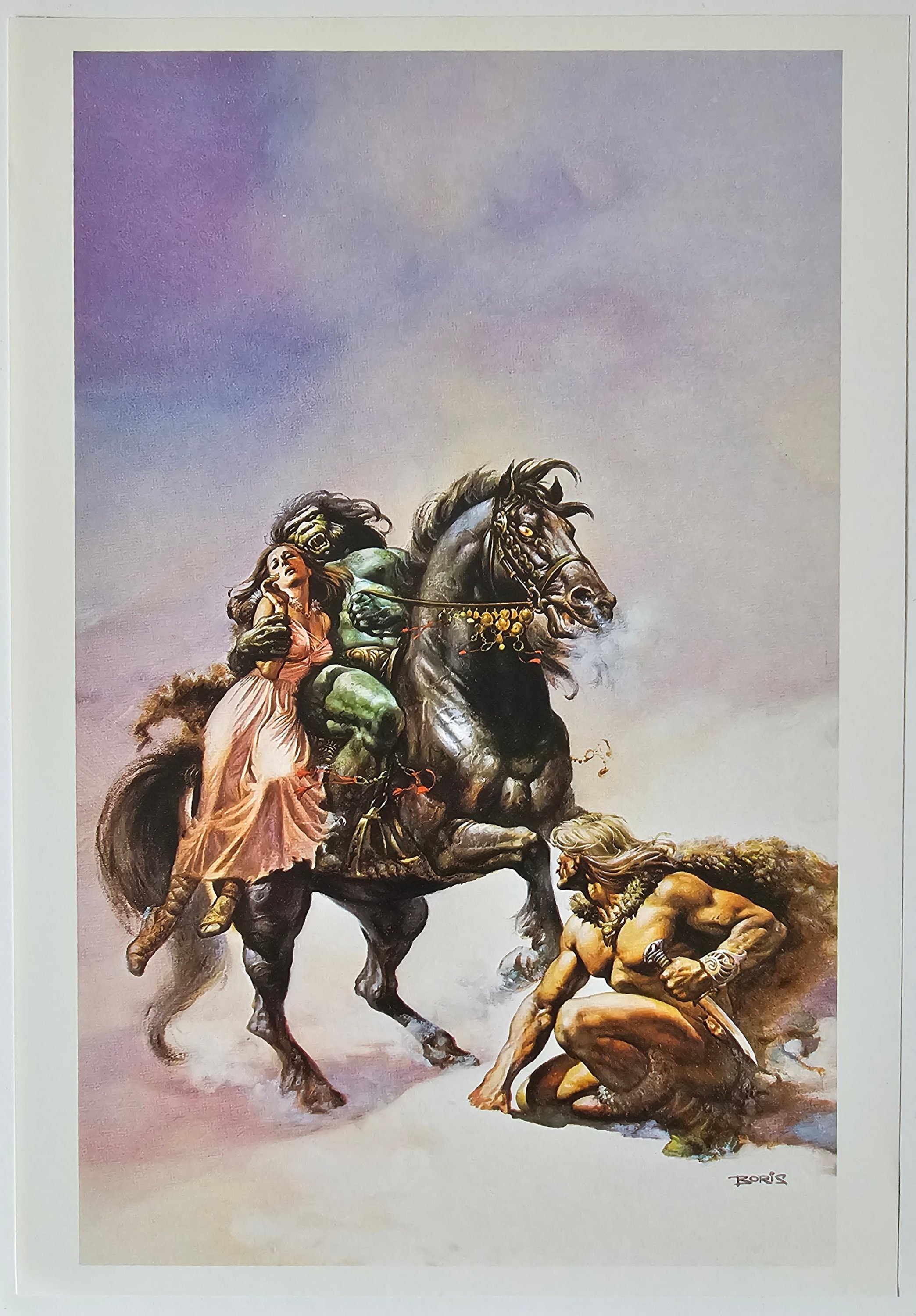 Boris Vallejo, Monster Riding Horse, Fantasy Art, 1979 Vintage