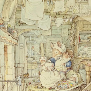 Seto de zarzas, juguetes infantiles, bebés, ratón, ratones, impresión de libro vintage de 1999, ex libris