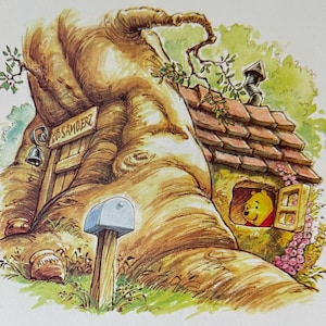Winnie the Pooh, Disney, 2000 Vintage Book Print, Bookplate