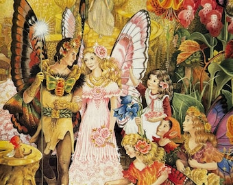 Shirley Barber, Faeries, Fairy, Fairies, Wedding, Fantasy Art, 2004 Vintage Book Print, Bookplate