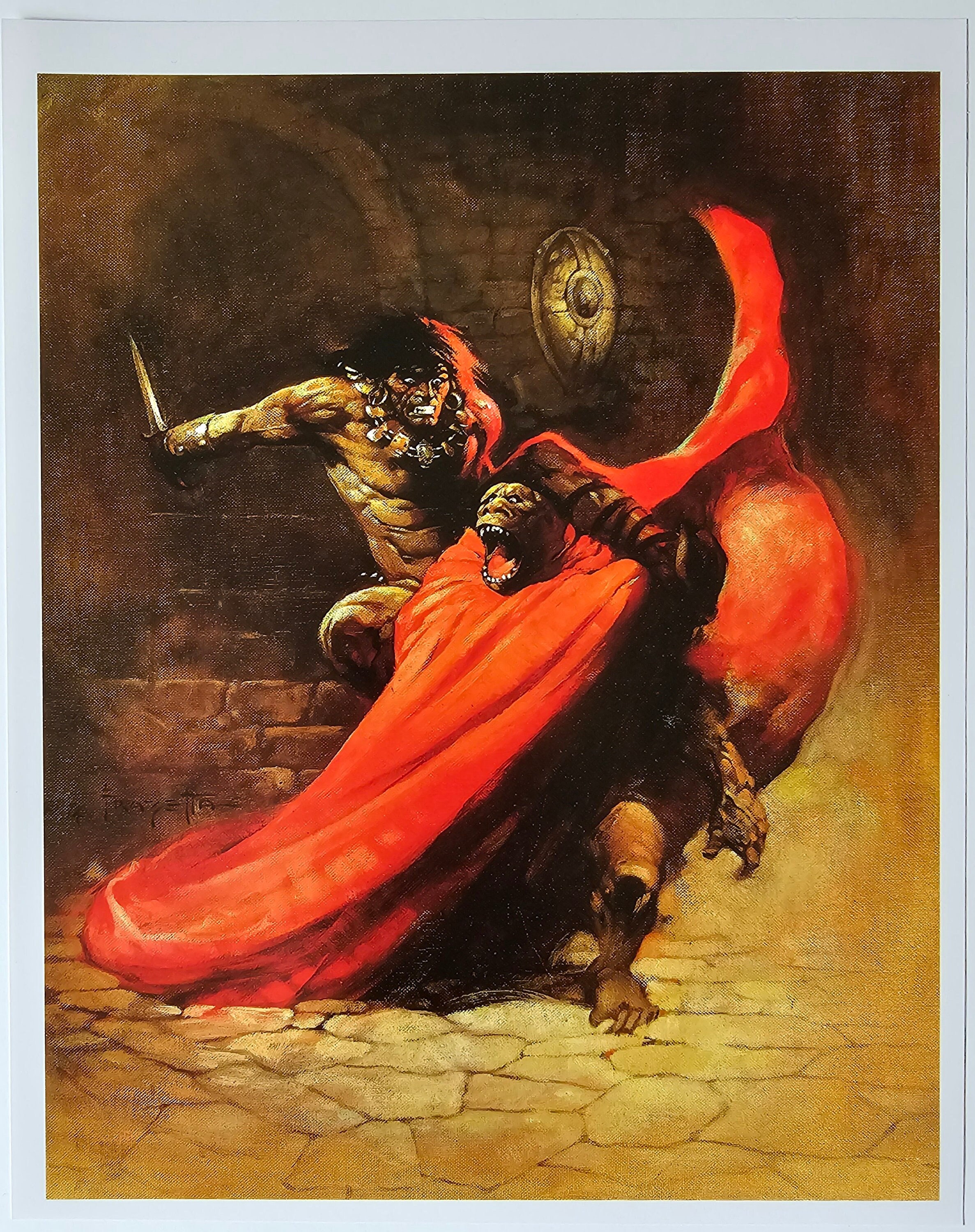 Frank Frazetta, Warrior Fighting Monster, Fantasy Art, 1999
