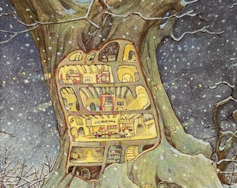 Brambly Hedge Winter Story Vintage Print: Jill Barklem Mice