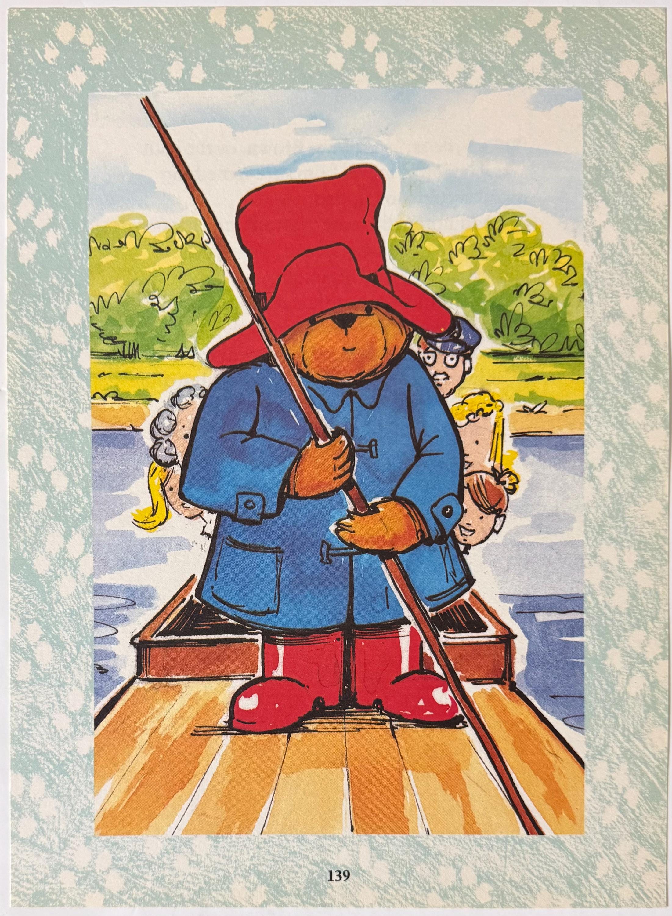Paddington's メモリアル　プレート　1989年 Paddington Bear, on the River, 1989 Vintage Book Print, Bookplate