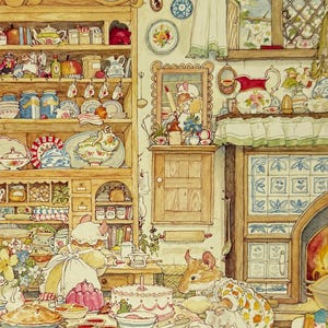 Brambly Hedge, Kitchen, Birthday Cake, 1999 Vintage Book Print
