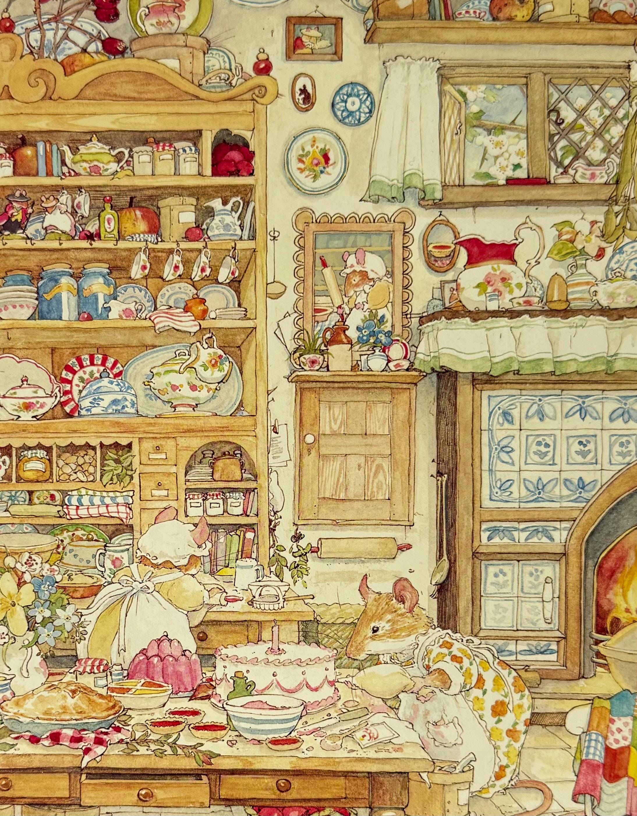 Brambly Hedge, Kitchen, Birthday Cake, 1999 Vintage Book Print