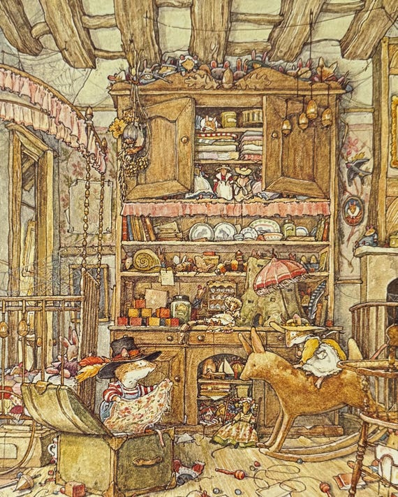 壁掛け看板 BRAMBLY HEDGE ブランブリーヘッジ Brambly Hedge, Nursery, Rocking Horse, Mouse, Mice, 1999 Vintage