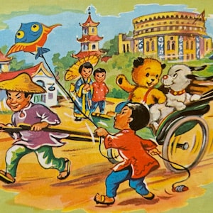 Sooty, Sweep, Japan, Rickshaw, 1962 Vintage Book Print