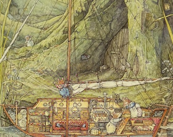 Brambly Hedge, Dusty’s Boat, 1999 Vintage Book Print, Bookplate