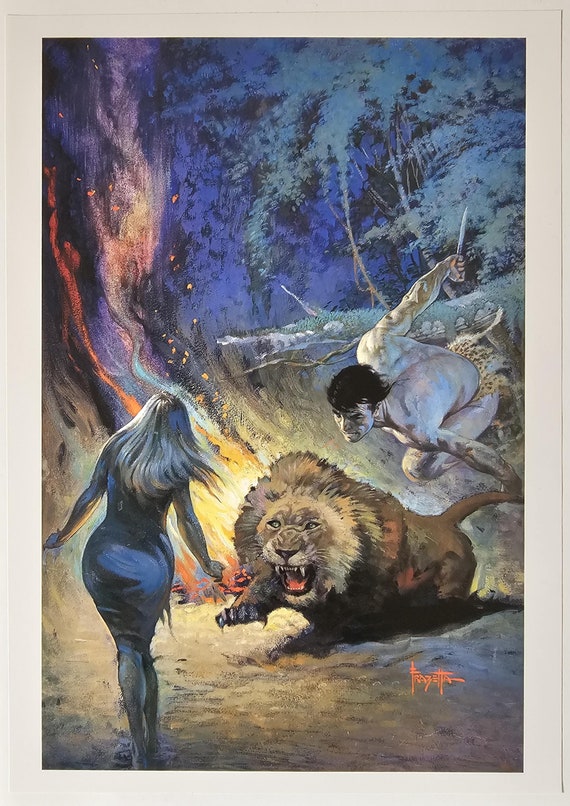 Frank Frazetta, Tarzan, Jane, Lion, Jungle, Fantasy Art, 1999