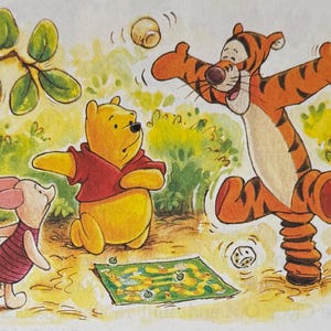 Winnie the Pooh Playing Board Game, Piglet, Tigger Rolling Dice, Disney, 2000 Vintage Book Print, Bookplate
