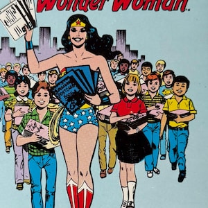 Wonder Woman, salutations, DC Comics, super-héros, 1981, carte postale vintage
