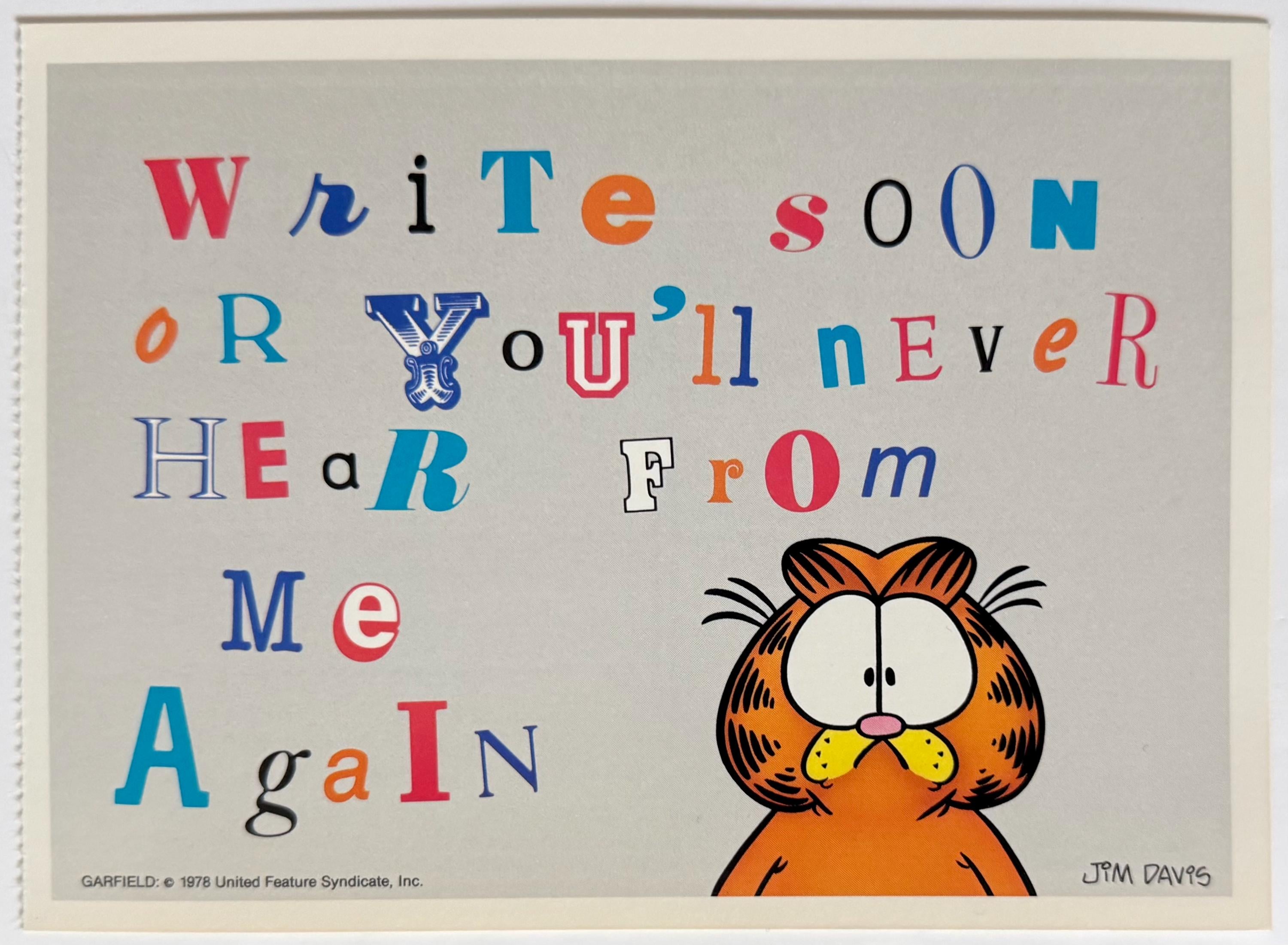 ガーフィールド、猫、すぐに書きます、1989年のヴィンテージポスト