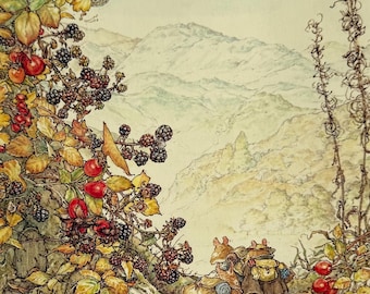 Brambly Hedge, Flower Garden, Gathering, Mice, 1999 Vintage Book