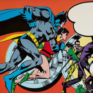 Carte postale Batman, Robin, Joker, Riddler, pingouin, DC Comics, super-héros, 1981