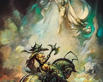 フランク・フラゼッタ、馬に乗った戦士、ファンタジーアート、1979年