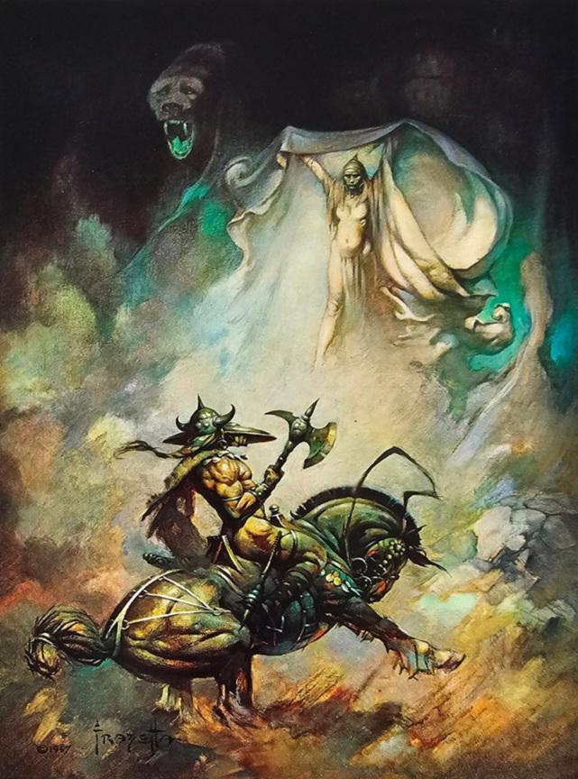 フランク・フラゼッタ、馬に乗った戦士、ファンタジーアート、1979年