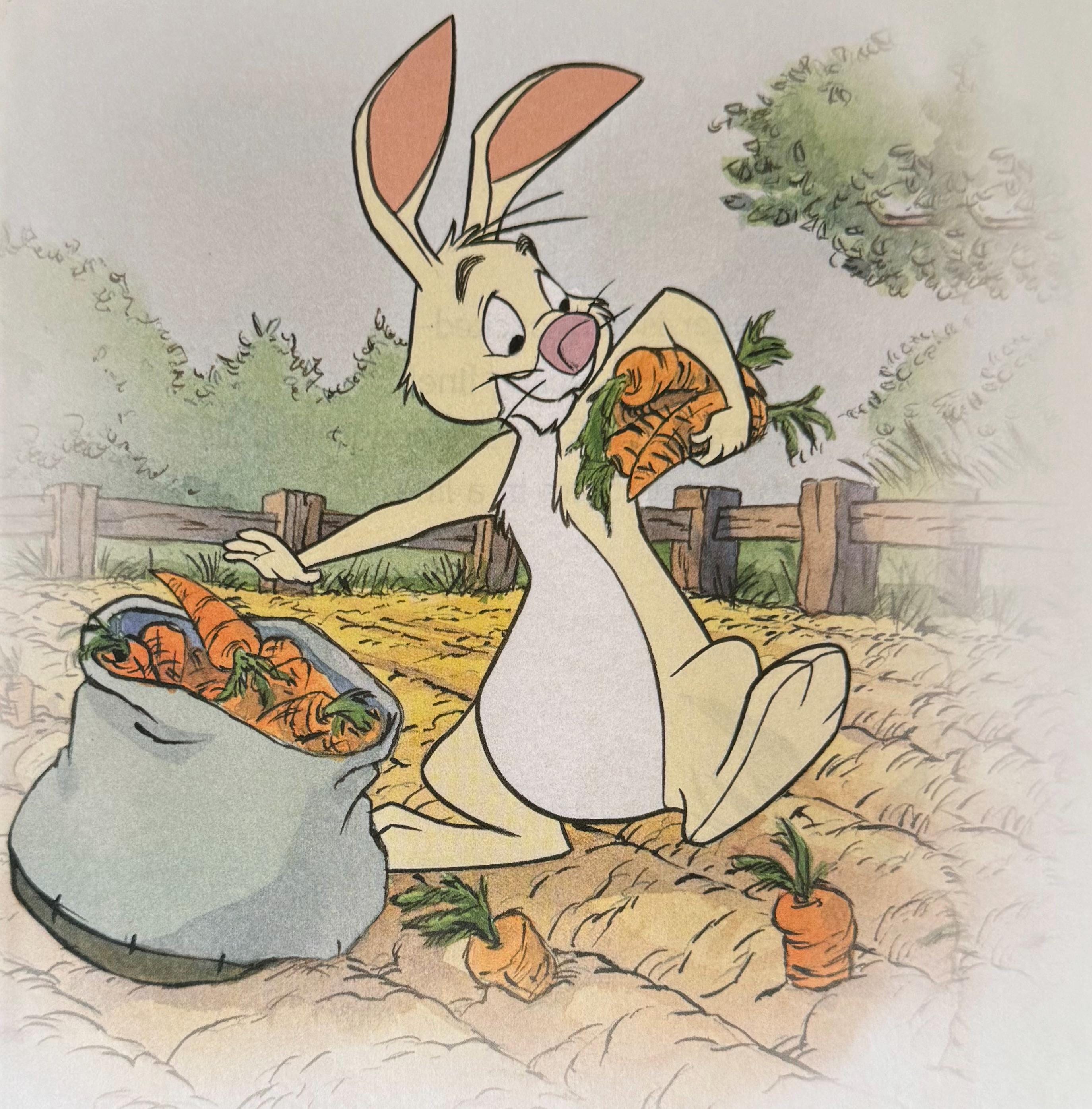 Winnie the Pooh, Rabbit Collecting Carrots, Disney, 2000 Vintage