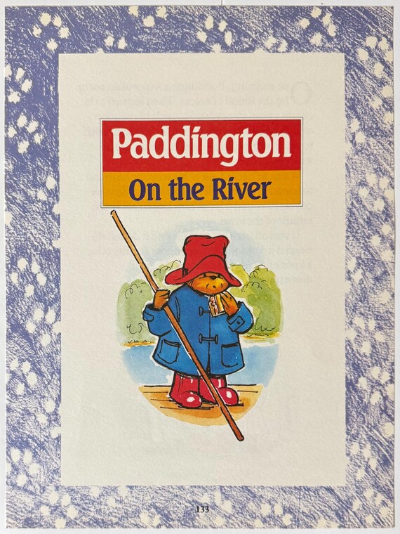 Paddington Bear, on the River, 1989 Vintage Book Print, Bookplate