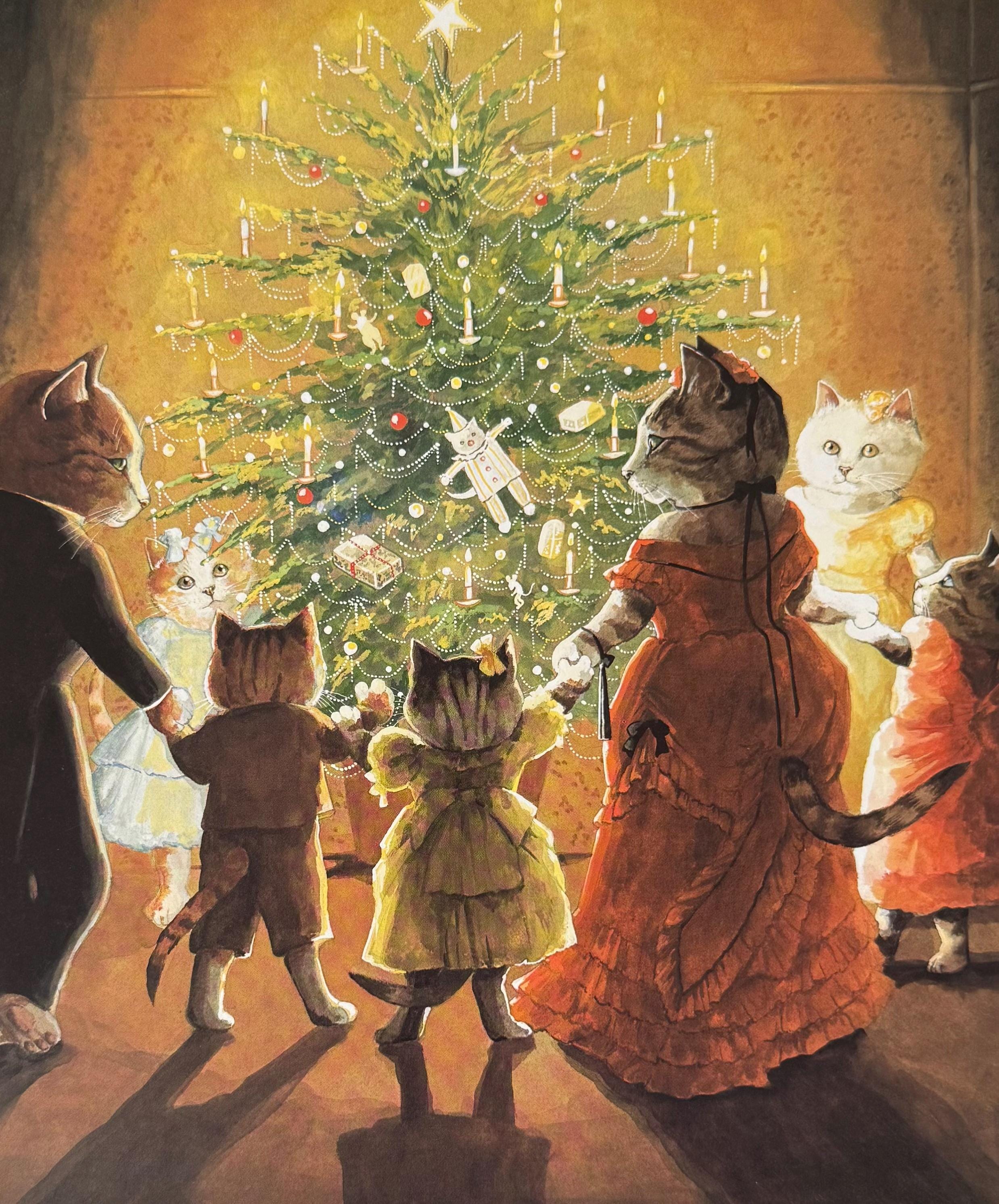 スーザン・ハーバート『ビクトリア朝の猫たち、クリスマスツリー、子猫