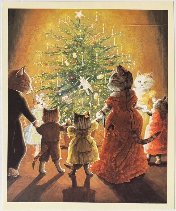 スーザン・ハーバート『ビクトリア朝の猫たち、クリスマスツリー、子猫