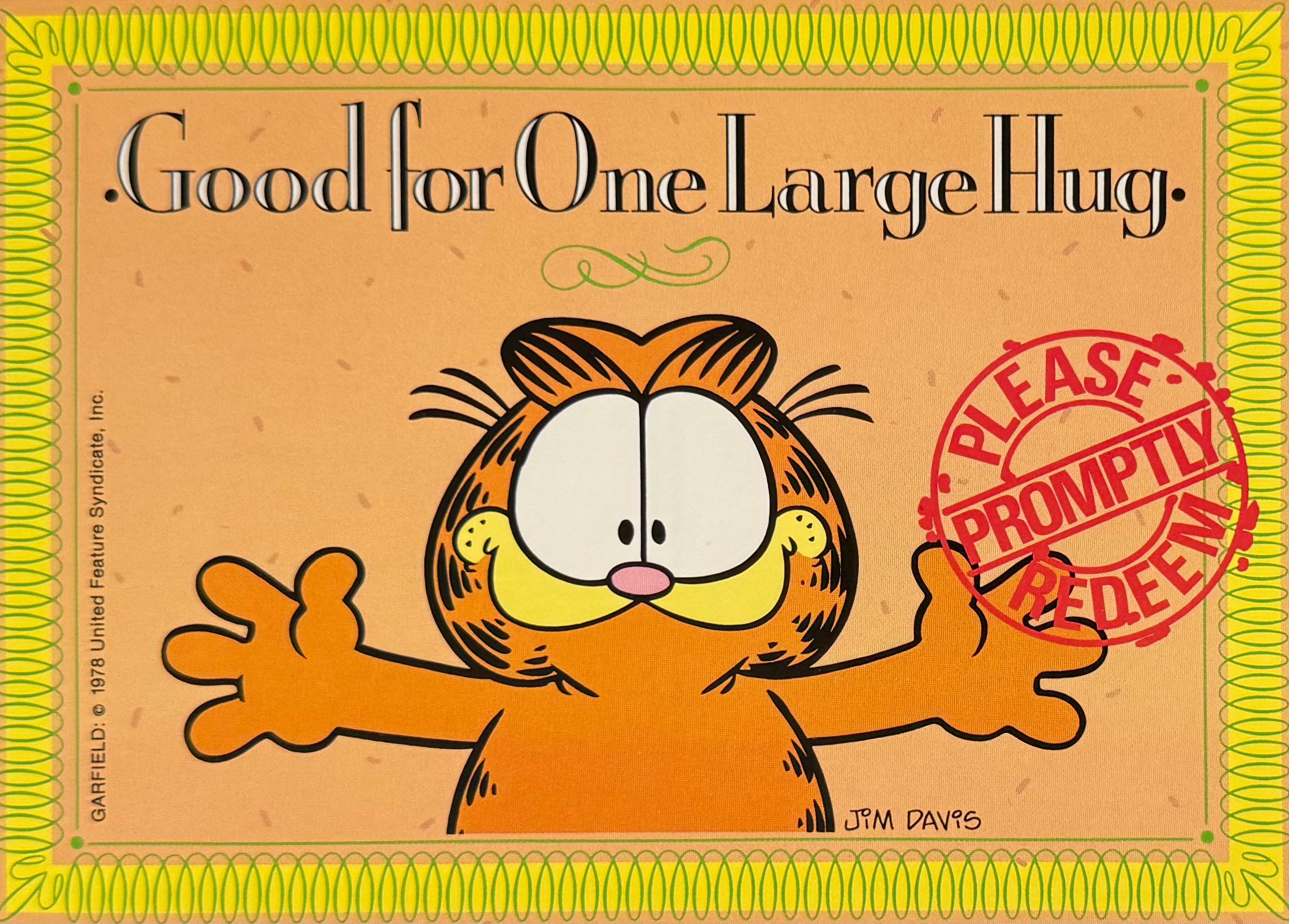 Garfield, Cat, Good for One Large Hug, 1989 Vintage Postcard - Etsy