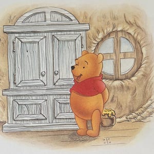 Winnie the Pooh, Bear, Disney, 2000 Vintage Book Print, Bookplate