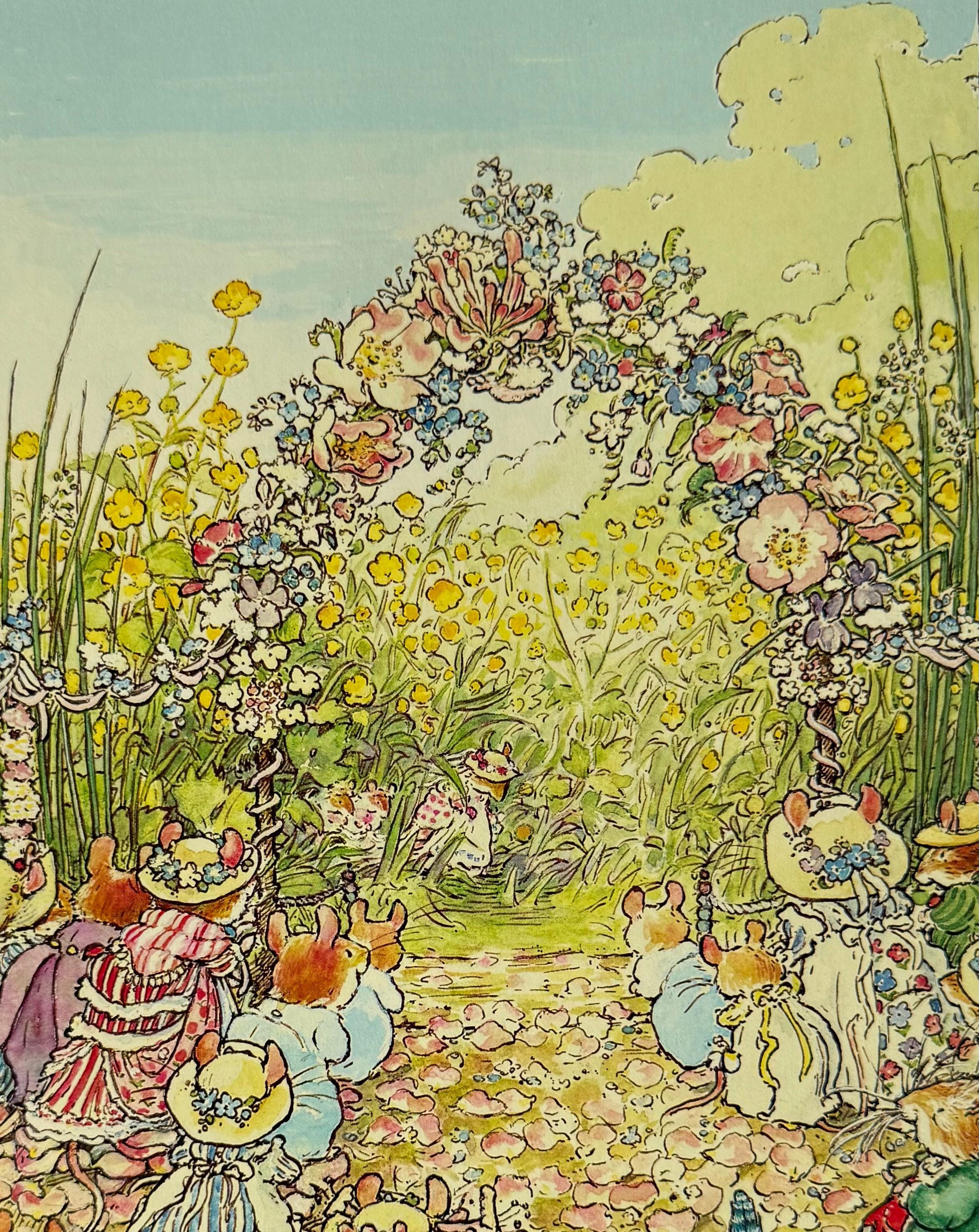 Brambly Hedge, Flower Garden, Gathering, Mice, 1999 Vintage Book