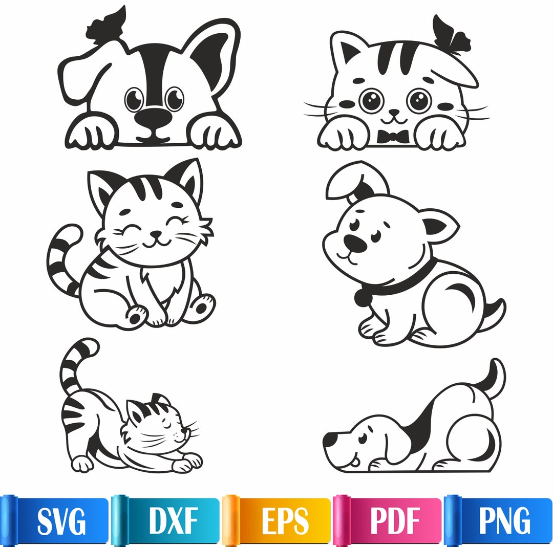 Cat Dog Line Drawing Cat and Dog Sketch Cute Dog Cute Cat Cat