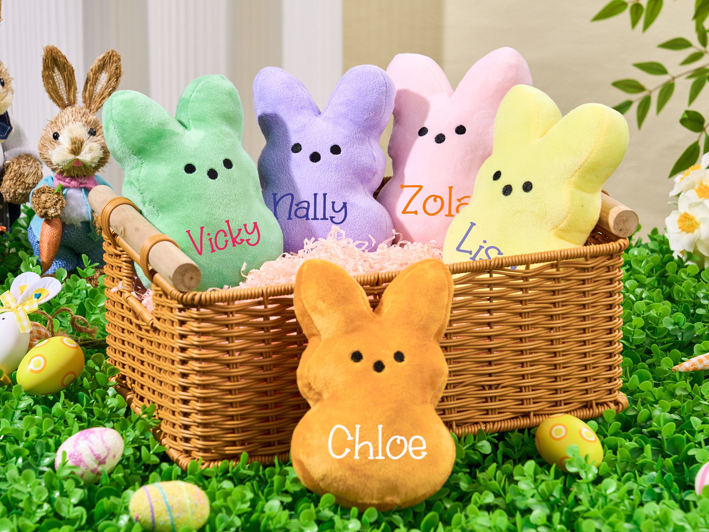 Custom Name Easter Peep Bunny Plush Doll,personalized Stuffed Peep