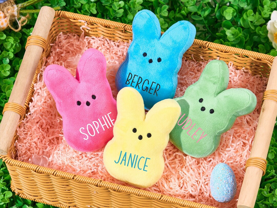 Custom Name Easter Peep Bunny Plush Doll,personalized Stuffed Peep