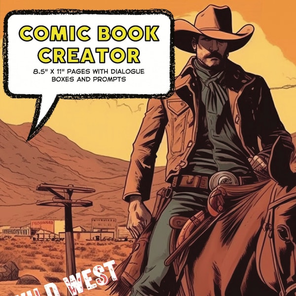 Comic Book Creator: Wild West Edition Printable Diverse Wild West Themed Comic Book with Prompts and Panel Pages Digital PDF