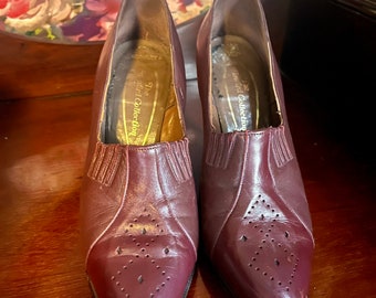 Burgundy 1940’s Leather Vintage Shoes size 4