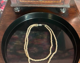 Vintage 1940’s White Gold Pearl Necklace with Stunning Clasp