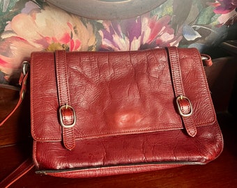 Vintage 1940er Leder Handtasche Kirschrot