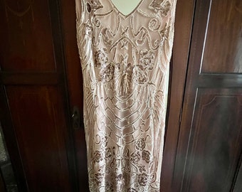 Robe à clapet crème Gatsby des années 1920, tailles 8-12