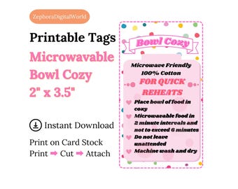 Printable Tag/care Card for Microwave Bowl Cozy Instant Download Print ...