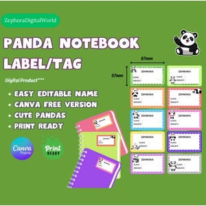 Afdrukbaar Panda Notebook-labellabel voor kleuters | Kinder | Elementair | Busy-boeklabel geschikt voor kinderen of peuters
