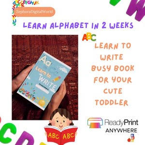 Printable Learn to write Alphabet Workbook - Learn to write letters, tracing letters, quiet book, busy book, practice alphabet for toddler