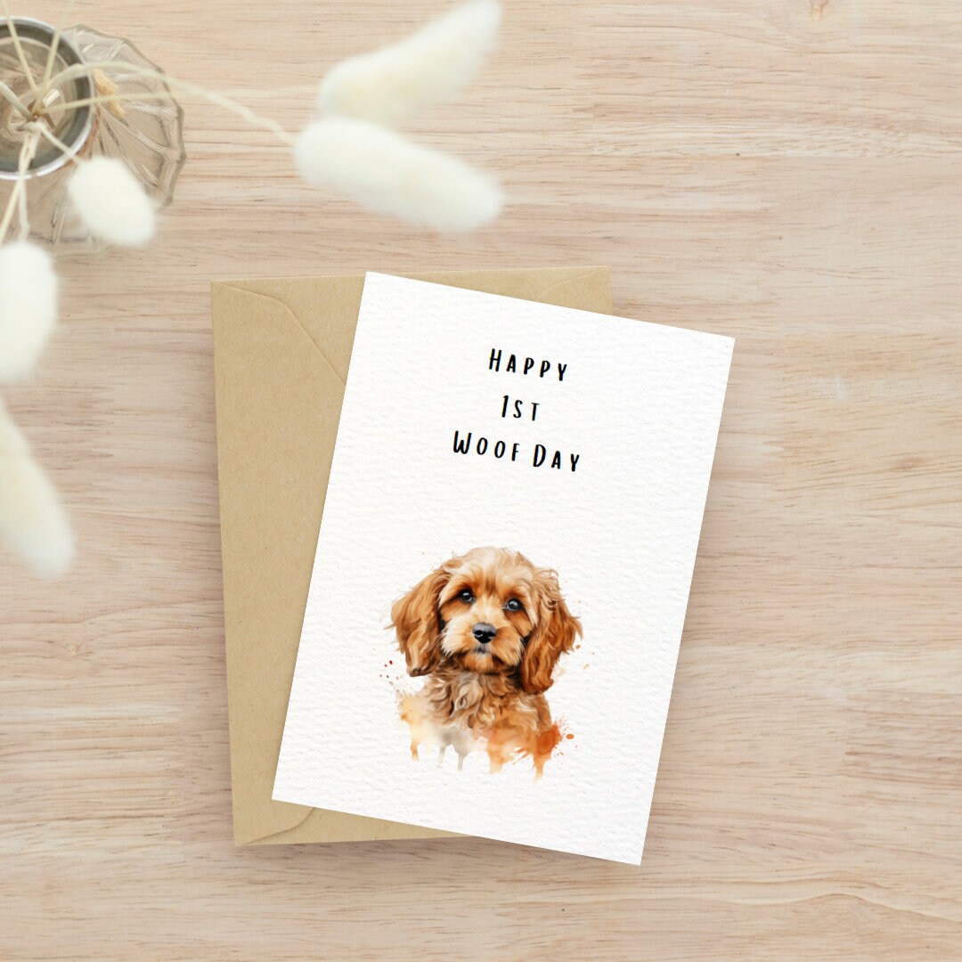 Cavapoo 1st Birthday Card Printable Digital Greetings Card Cavapoo Card ...
