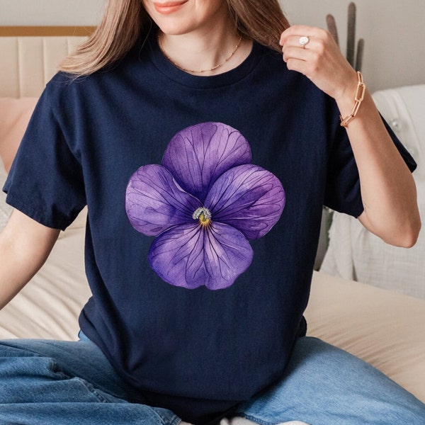Vintage Cottagecore Shirt, Boho Wilflower Shirt, Saintpaulia African violet Plant Shirt, Gardening Shirt, Botanical Shirt Garden Lover Shirt