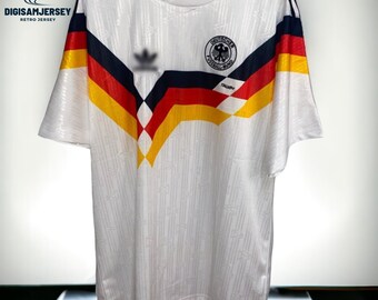 Maillot Allemagne rétro Coupe du monde 1988-1990 - Maillot de football Allemagne vintage - Maillot légendaire de la Coupe du monde Allemagne - Deutschland Trikot