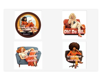 Retro Vintage Sassy and Funny Sticker set