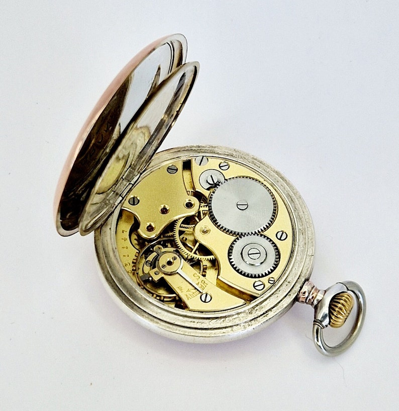 Rare vintage Orion pocket watch silver 800s. image 3