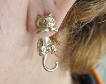 Funny Cat Hanging On Earrings