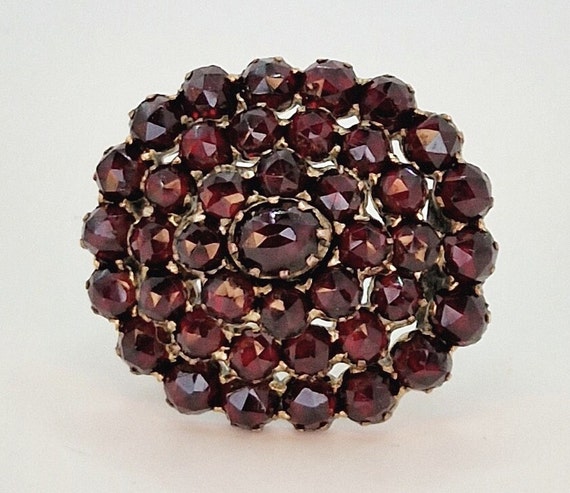 Antique Czech brooch made of garnet and tombac me… - image 4