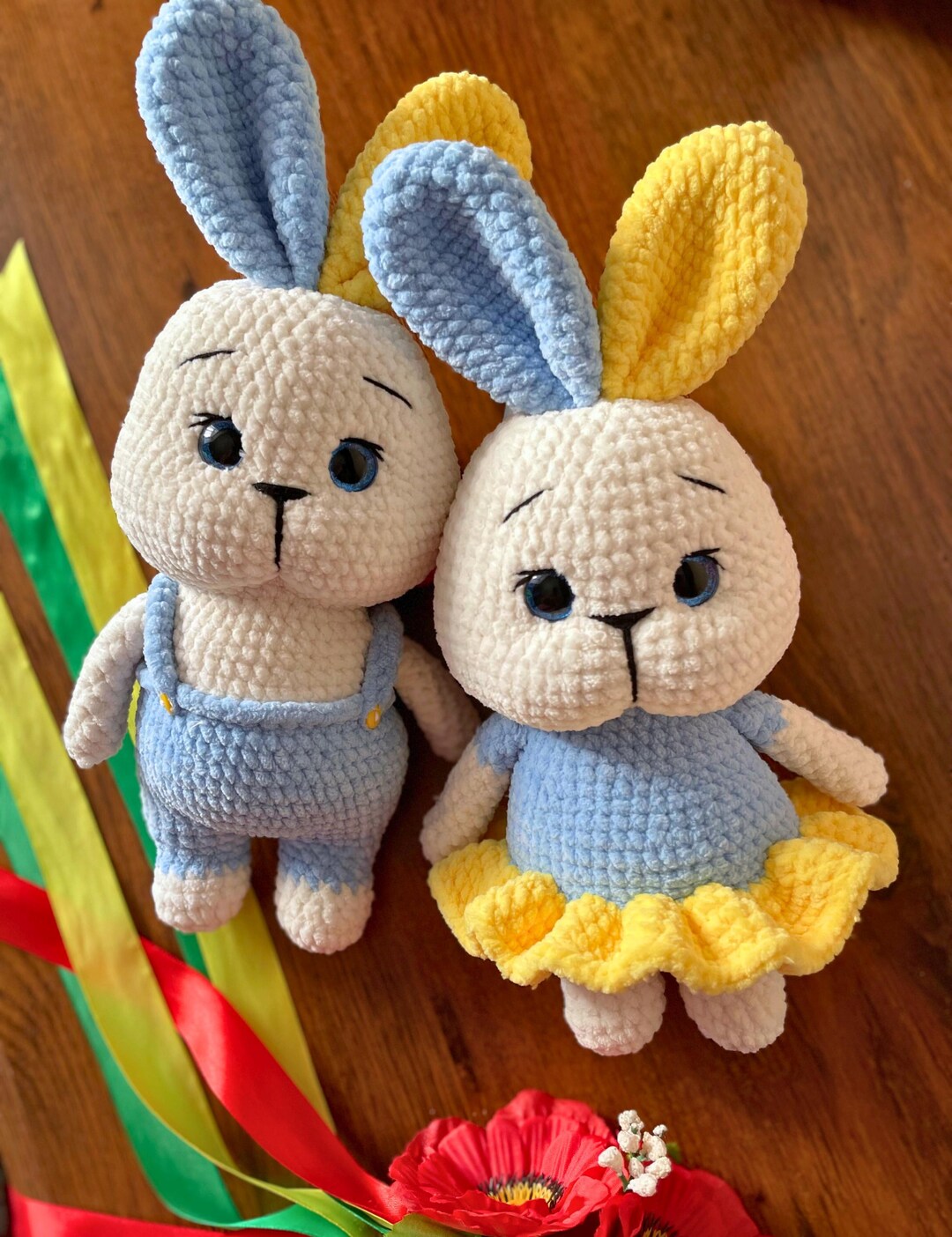 Ukrainian Plush Bunny Toy | Handmade Stuffed Rabbit Couple Gift - Etsy