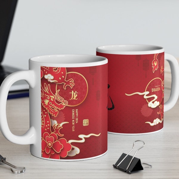 Golden Dragon Mugs: Celebrate Chinese Lunar New Year 2024 with Elegance - Add a Touch of Oriental Flair to Your Morning Coffee!