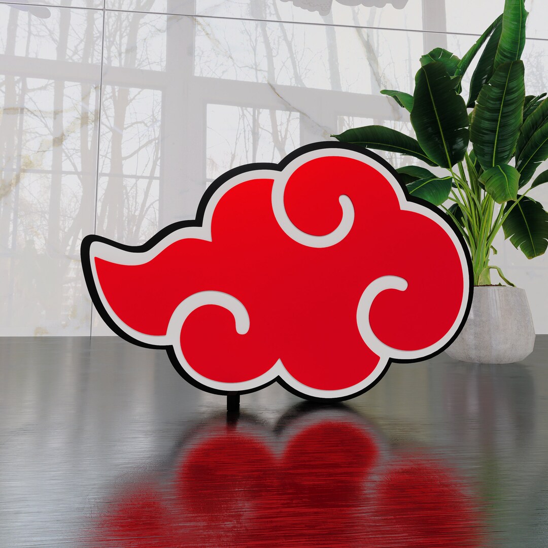 Akatsuki Naruto Red Cloud 3D Sign for Bookshelf.famous Anime Manga ...