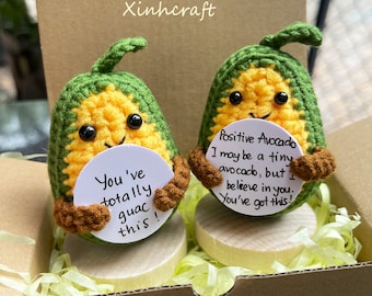 Awesome Avocado Support Gift with Stand, Crochet Avocado Emotional Support Gift, Encouraging Support Gift, Thoughtful gift